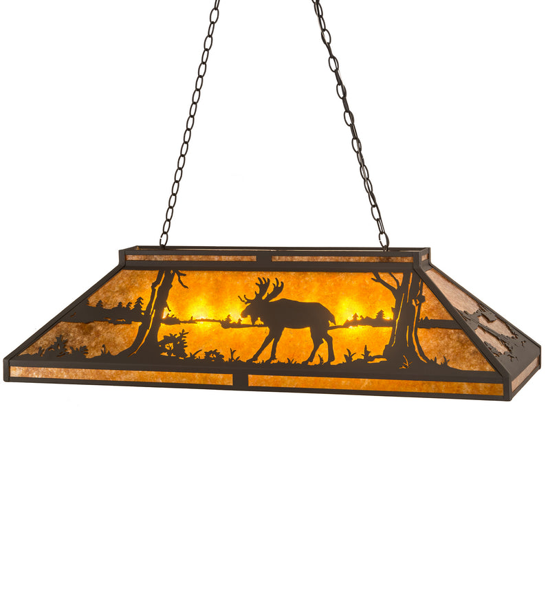 Meyda Tiffany 30488 Seven Light Oblong Pendant, Wrought Iron