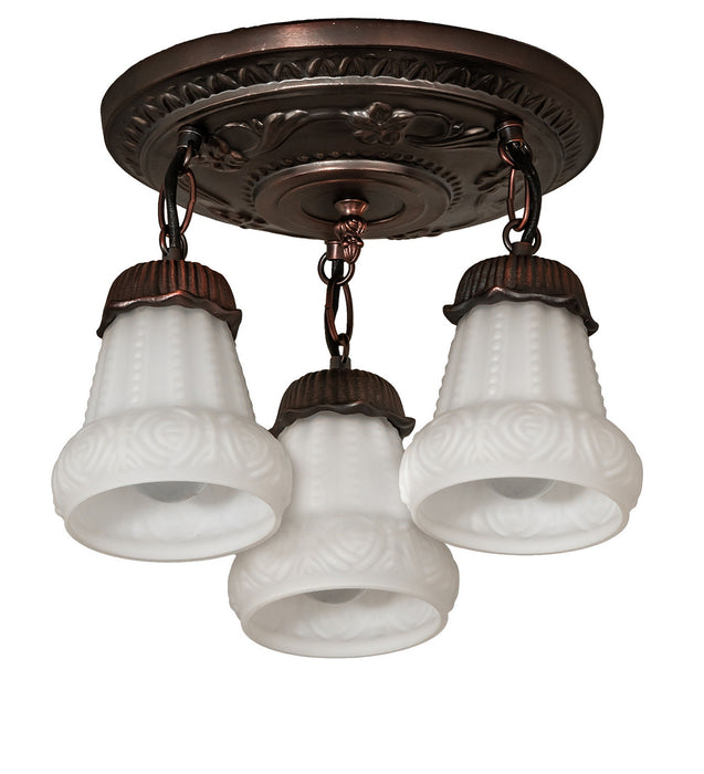 Meyda Tiffany 30543 Three Light Semi-Flushmount, Mahogany Bronze