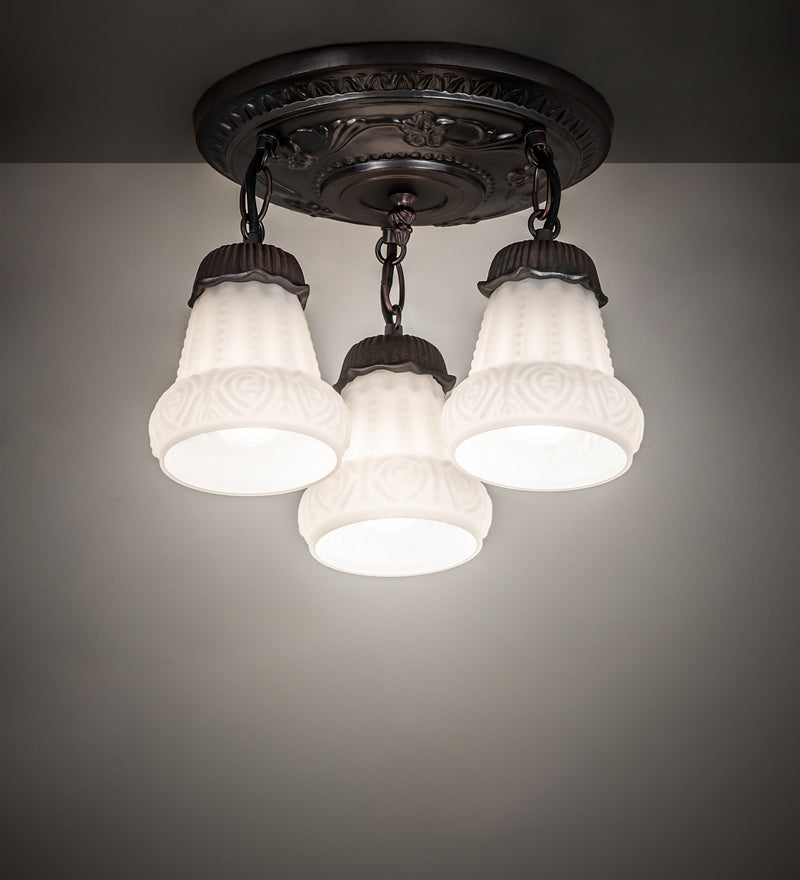 Meyda Tiffany 30543 Three Light Semi-Flushmount, Mahogany Bronze