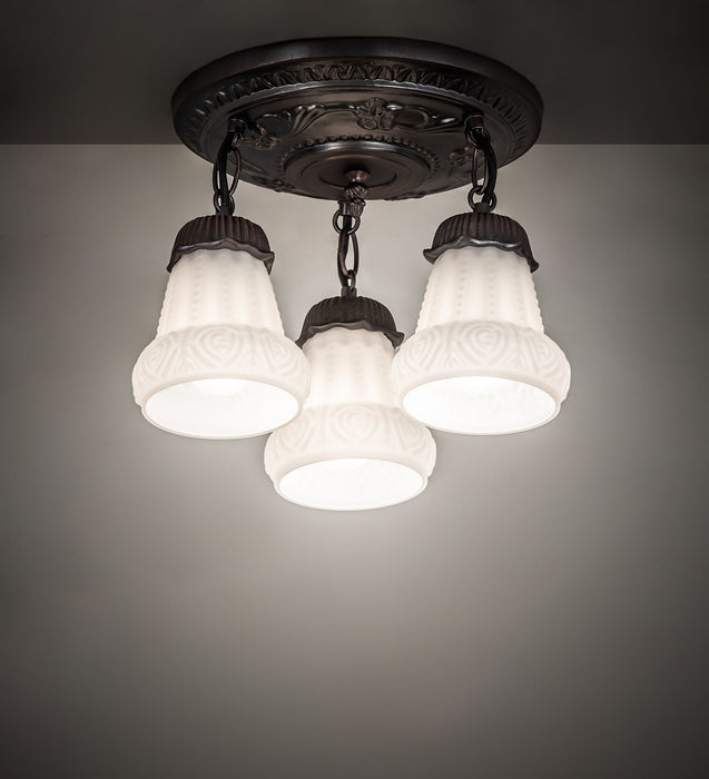 Meyda Tiffany 30543 Three Light Semi-Flushmount, Mahogany Bronze