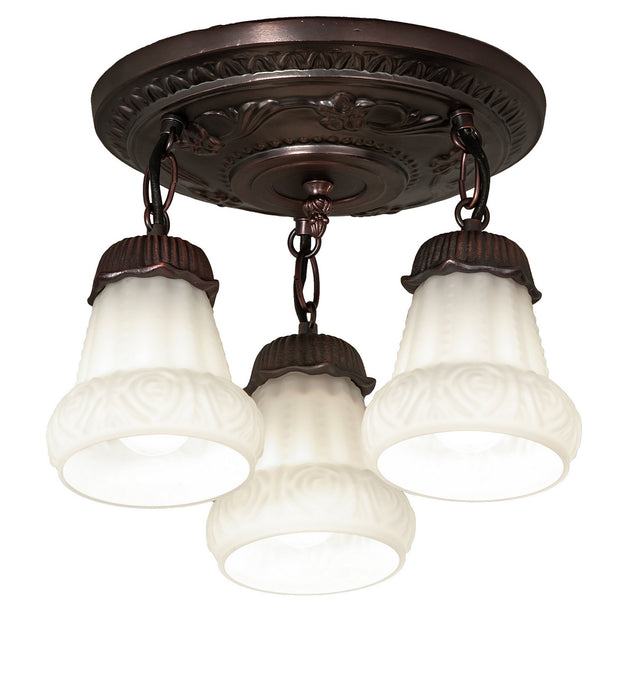 Meyda Tiffany 30543 Three Light Semi-Flushmount, Mahogany Bronze
