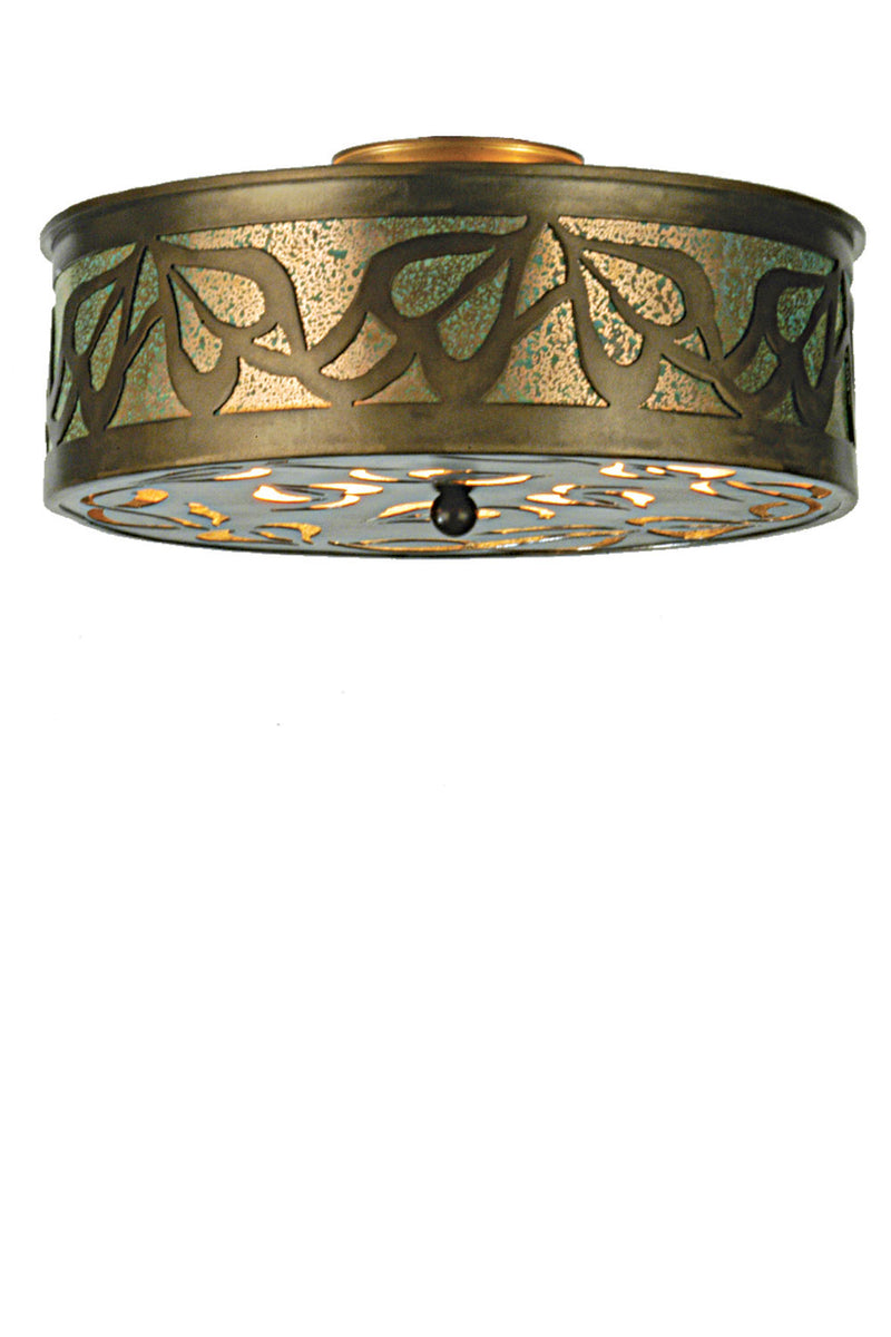 Meyda Tiffany 30854 Three Light Flushmount, Antique Copper & Verdigris