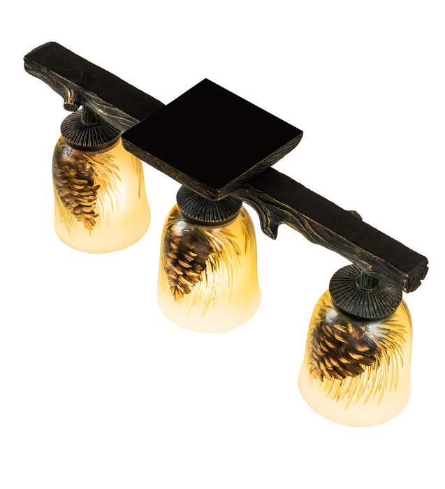 Meyda Tiffany 34470 Three Light Semi-Flushmount, Golden Pine