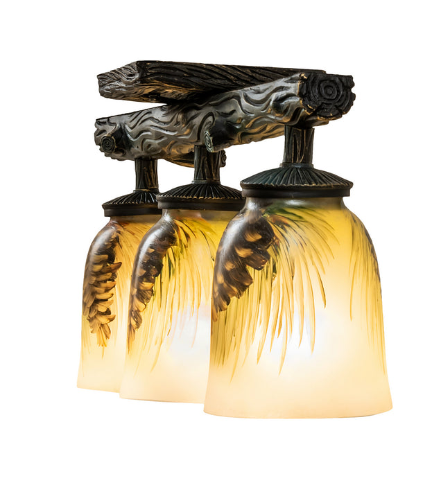 Meyda Tiffany 34470 Three Light Semi-Flushmount, Golden Pine