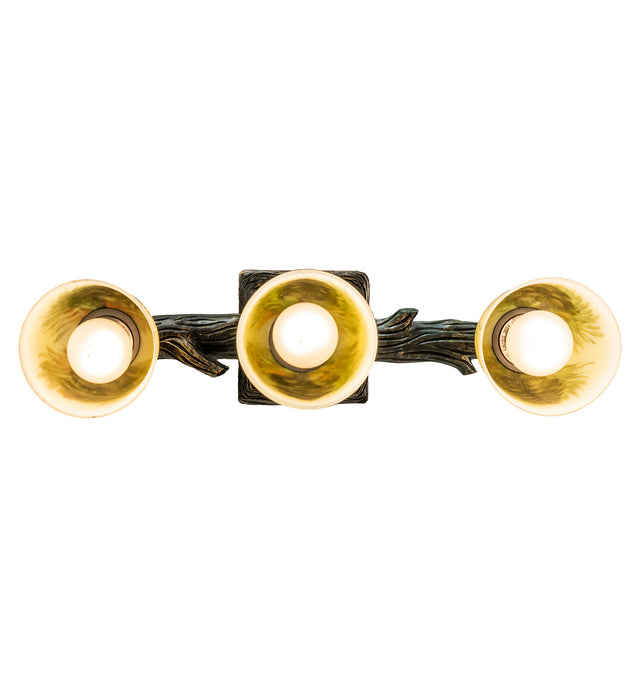 Meyda Tiffany 34470 Three Light Semi-Flushmount, Golden Pine