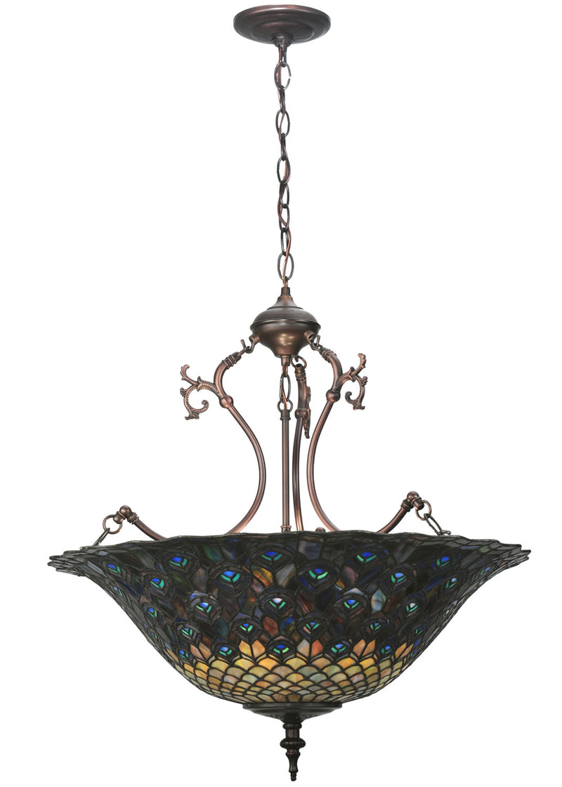 Meyda Tiffany 38159 Three Light Inverted Pendant, Antique Copper