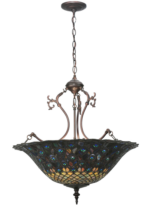 Meyda Tiffany 38159 Three Light Inverted Pendant, Antique Copper