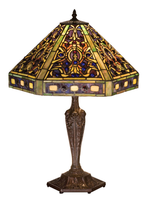 Meyda Tiffany 48832 Three Light Table Lamp, Antique Copper,Verdigris