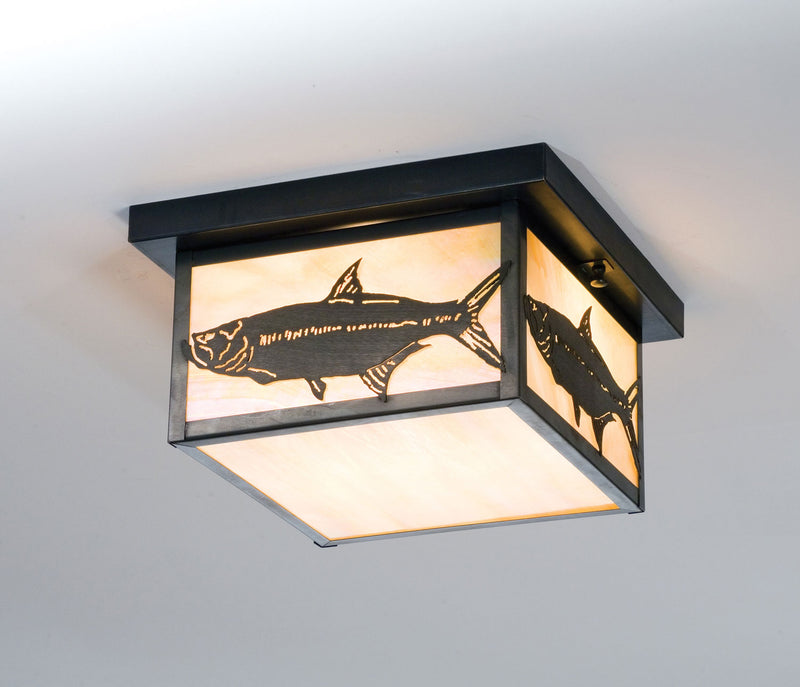 Meyda Tiffany 50088 Two Light Flushmount, Craftsman Brown