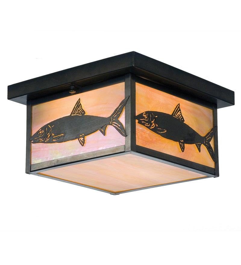 Meyda Tiffany 50094 Two Light Flushmount, Craftsman Brown