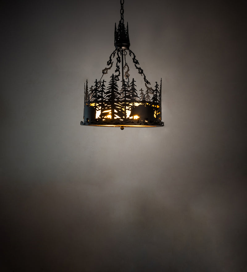 Meyda Tiffany 50282 Four Light Inverted Pendant, Textured Black
