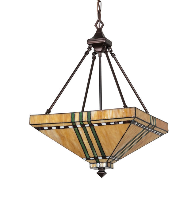 Meyda Tiffany 50621 Four Light Inverted Pendant, Ha Burgundy Beige