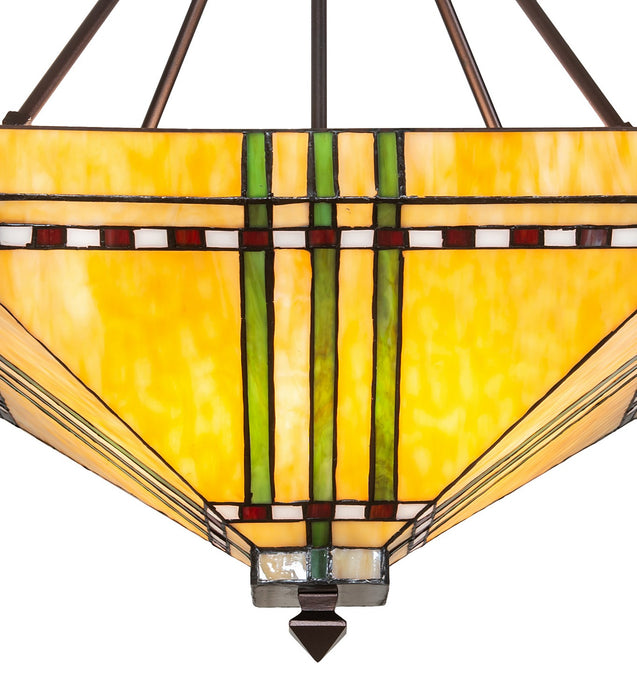 Meyda Tiffany 50621 Four Light Inverted Pendant, Ha Burgundy Beige