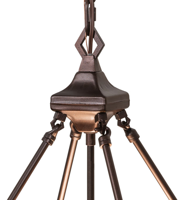 Meyda Tiffany 50621 Four Light Inverted Pendant, Ha Burgundy Beige