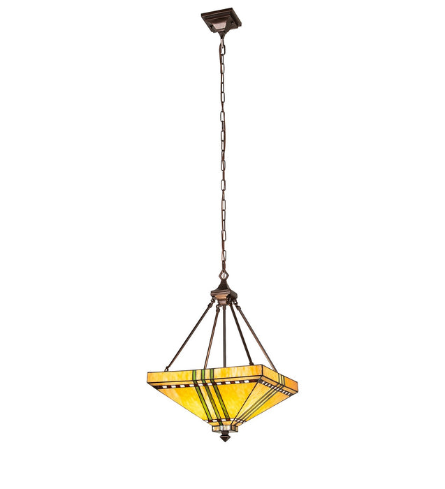 Meyda Tiffany 50621 Four Light Inverted Pendant, Ha Burgundy Beige