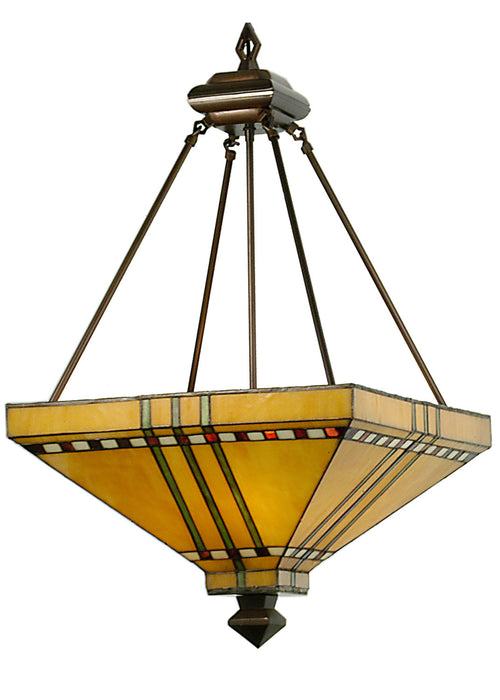 Meyda Tiffany 50621 Four Light Inverted Pendant, Ha Burgundy Beige