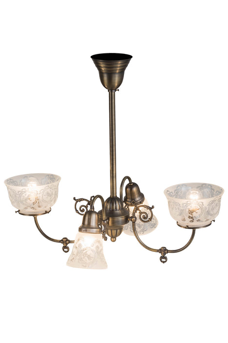 Meyda Tiffany 50756 Four Light Chandelier, Antique Brass
