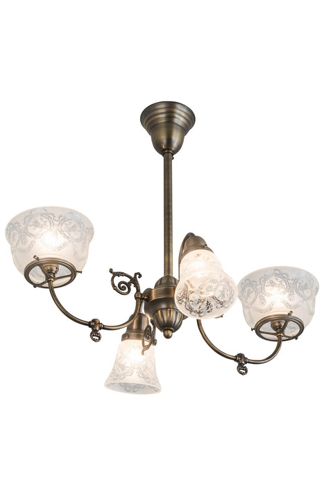 Meyda Tiffany 50756 Four Light Chandelier, Antique Brass