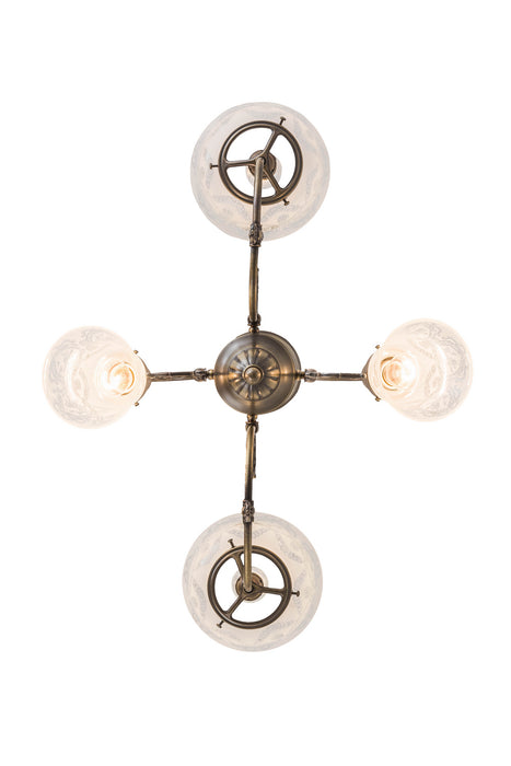 Meyda Tiffany 50756 Four Light Chandelier, Antique Brass