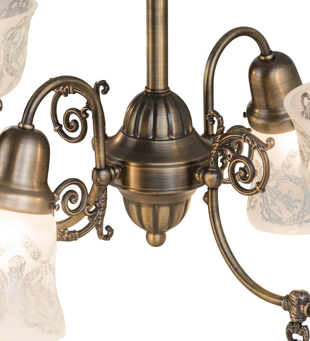 Meyda Tiffany 50756 Four Light Chandelier, Antique Brass