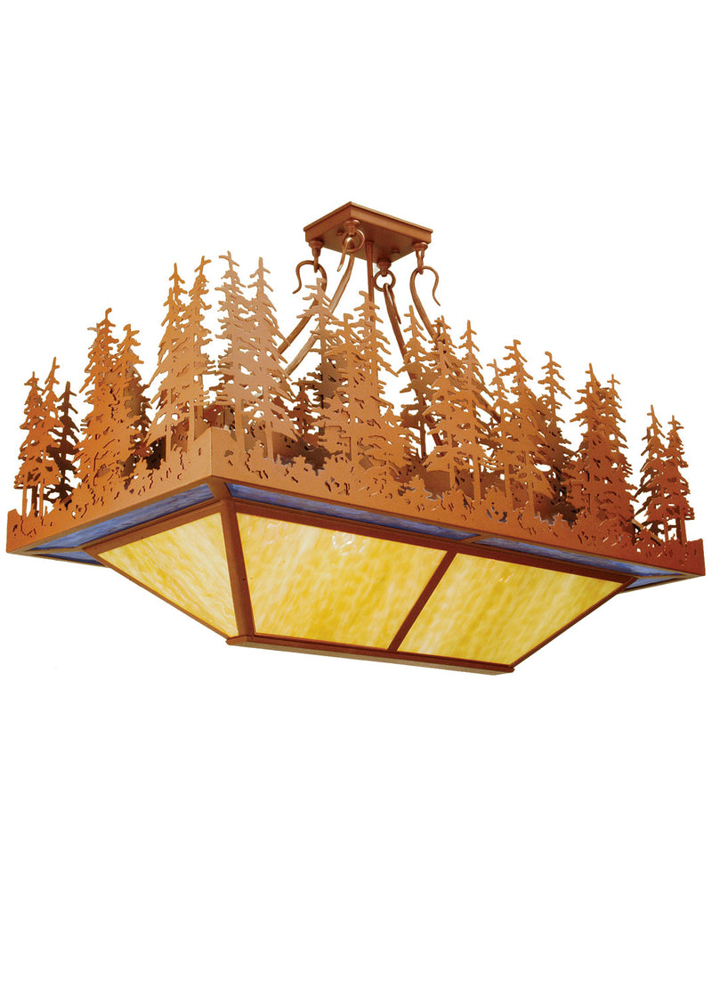 Meyda Tiffany 50960 Four Light Oblong Inverted Pendant, Rust