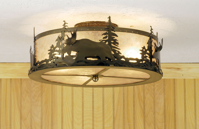 Meyda Tiffany 51095 Two Light Flushmount, Antique Copper
