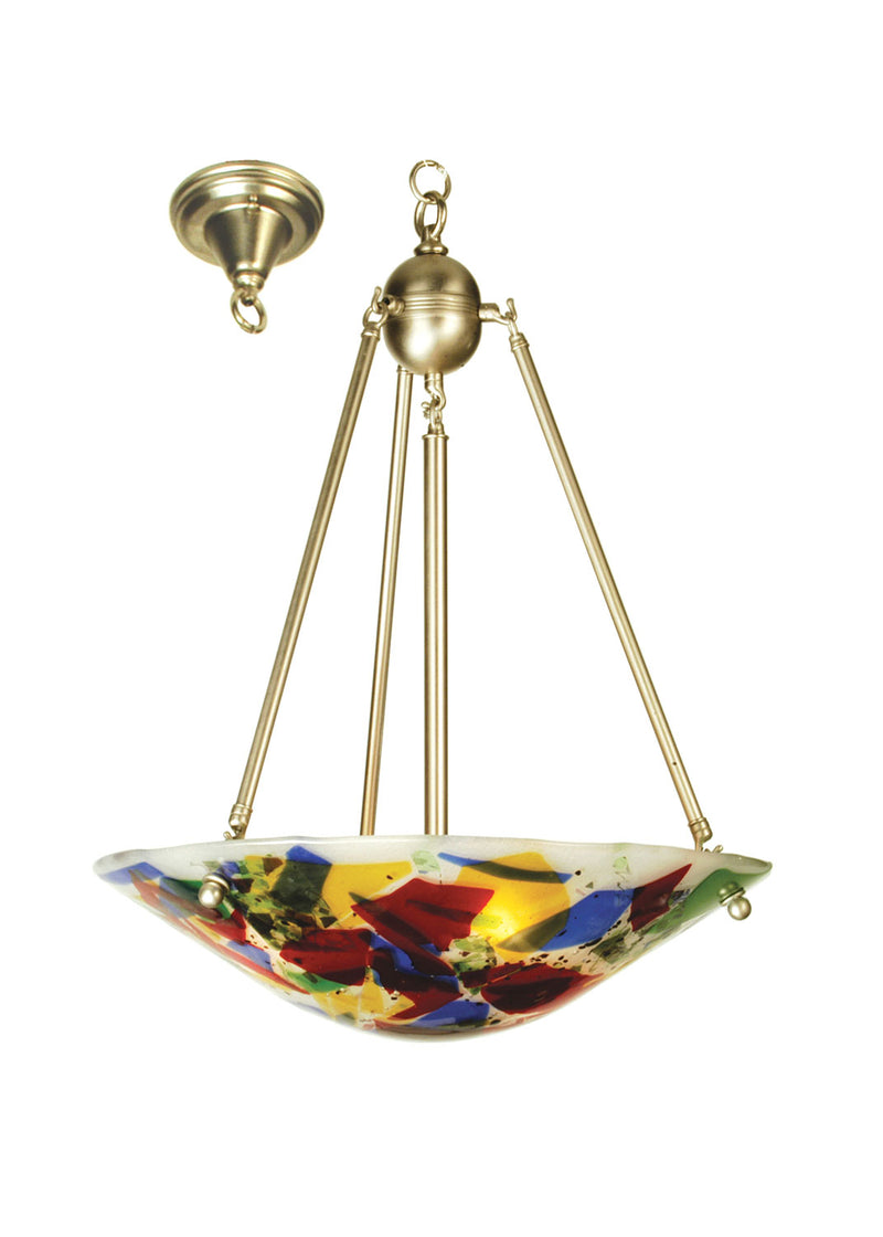 Meyda Tiffany 65323 Three Light Inverted Pendant, Nickel