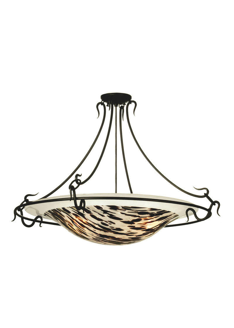 Meyda Tiffany 65684 Three Light Semi-Flushmount, Black Metal