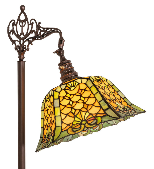 Meyda Tiffany 65830 One Light Bridge Arm Floor Lamp, Craftsman Brown