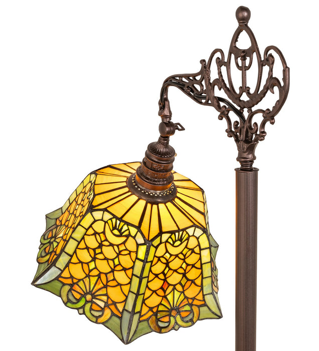 Meyda Tiffany 65830 One Light Bridge Arm Floor Lamp, Craftsman Brown