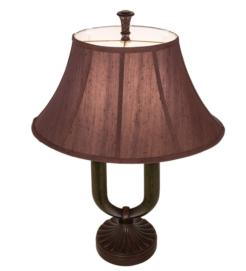 Meyda Tiffany 66032 Two Light Table Lamp, Mahogany Bronze/Medici Brown & Seagrass
