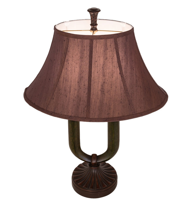 Meyda Tiffany 66032 Two Light Table Lamp, Mahogany Bronze/Medici Brown & Seagrass