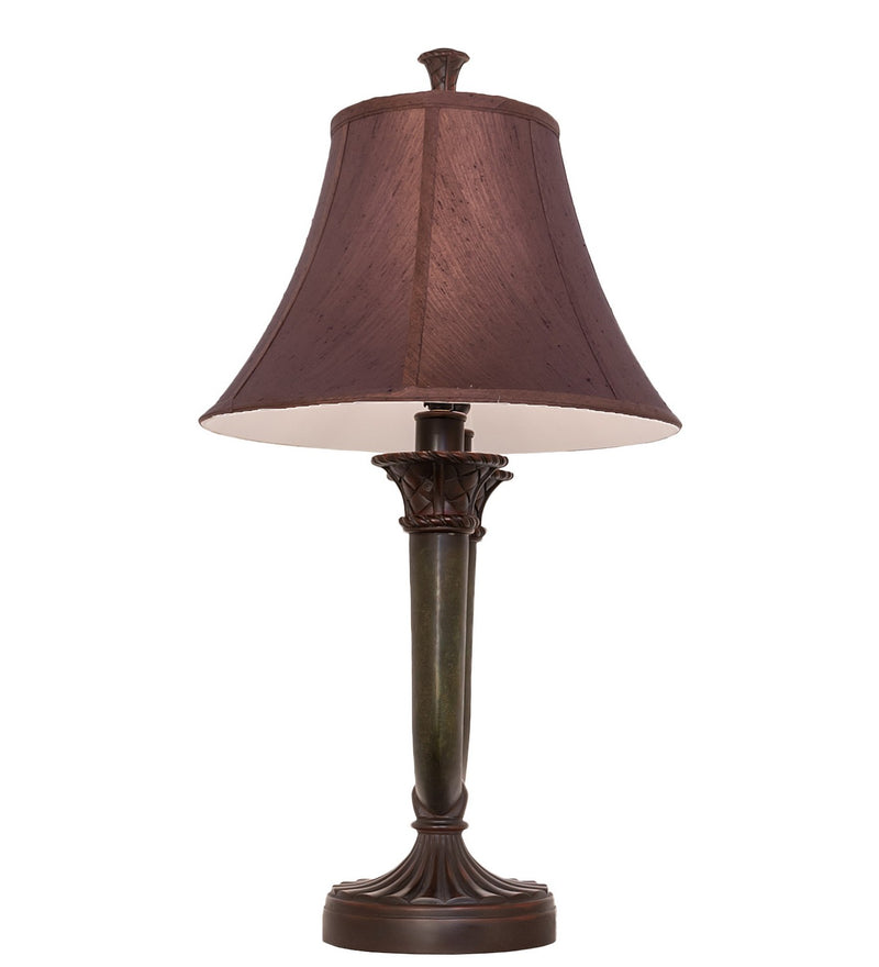 Meyda Tiffany 66032 Two Light Table Lamp, Mahogany Bronze/Medici Brown & Seagrass