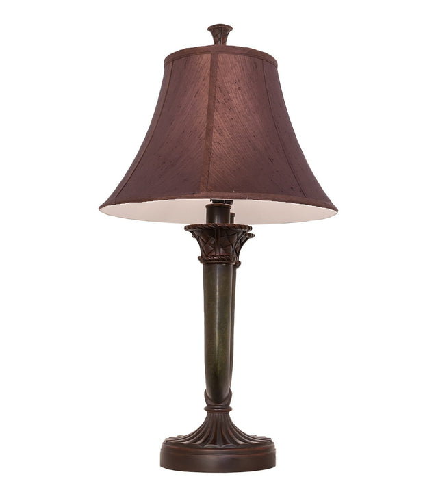 Meyda Tiffany 66032 Two Light Table Lamp, Mahogany Bronze/Medici Brown & Seagrass