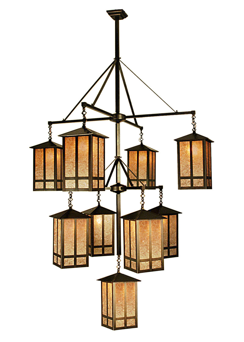 Meyda Tiffany 67329 Nine Light Chandelier, Craftsman Brown