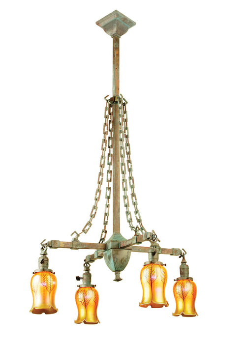 Meyda Tiffany 67330 Four Light Chandelier, Vintage Copper,Verdigris