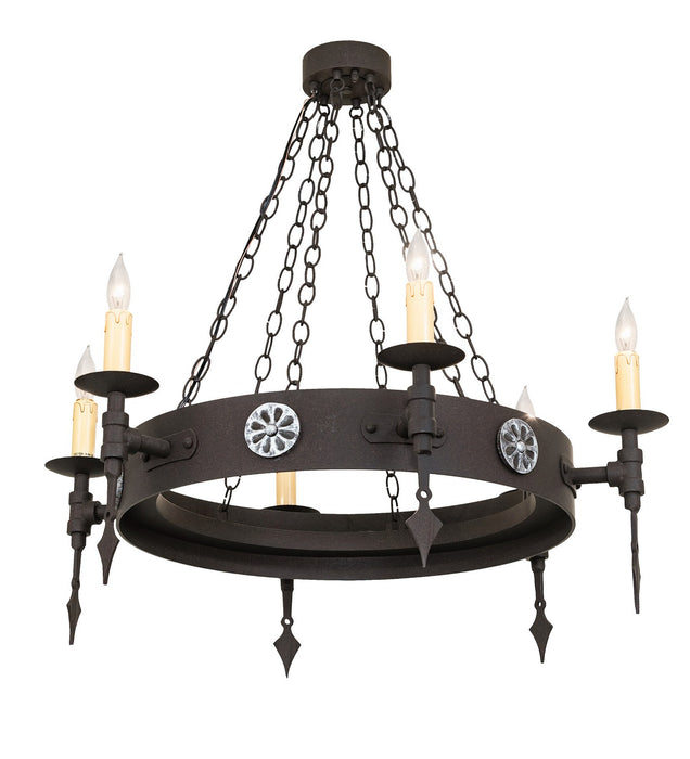 Meyda Tiffany 67719 Six Light Chandelier, Dark Roast/Aged Steel