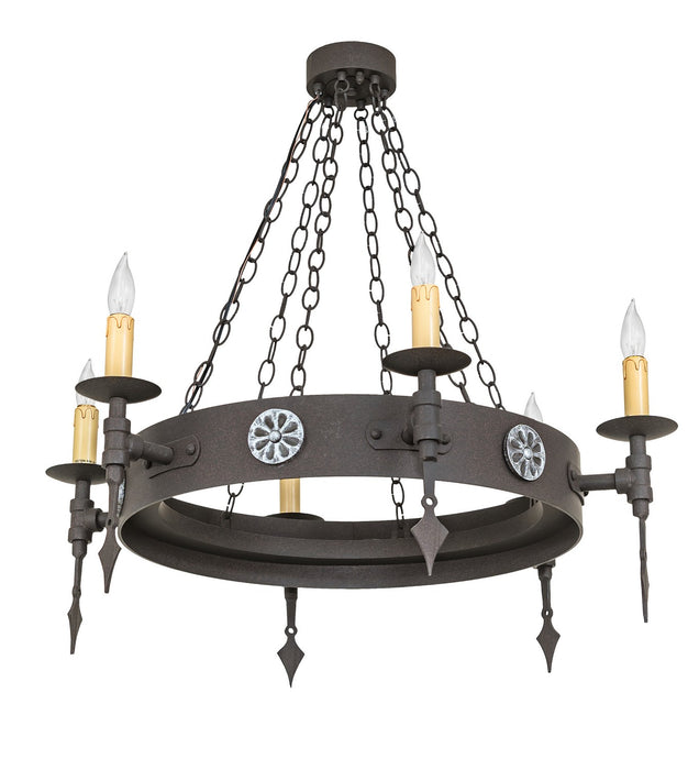 Meyda Tiffany 67719 Six Light Chandelier, Dark Roast/Aged Steel