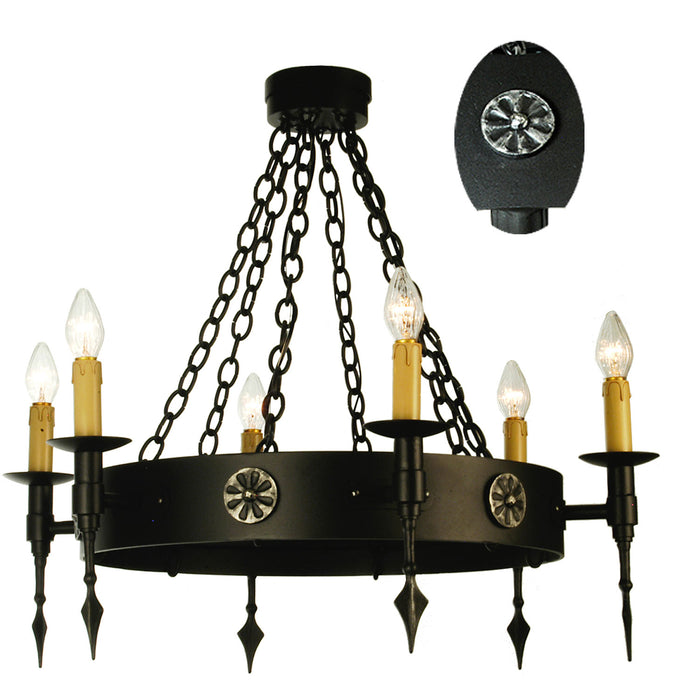 Meyda Tiffany 67719 Six Light Chandelier, Dark Roast/Aged Steel