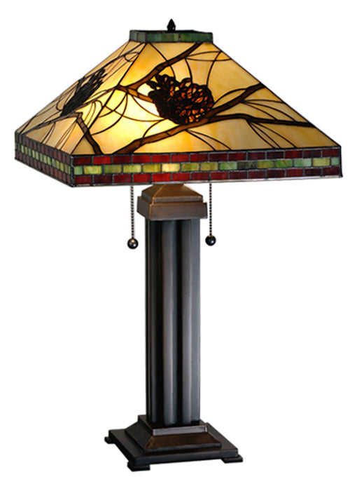 Meyda Tiffany 67852 Two Light Table Lamp, Rust
