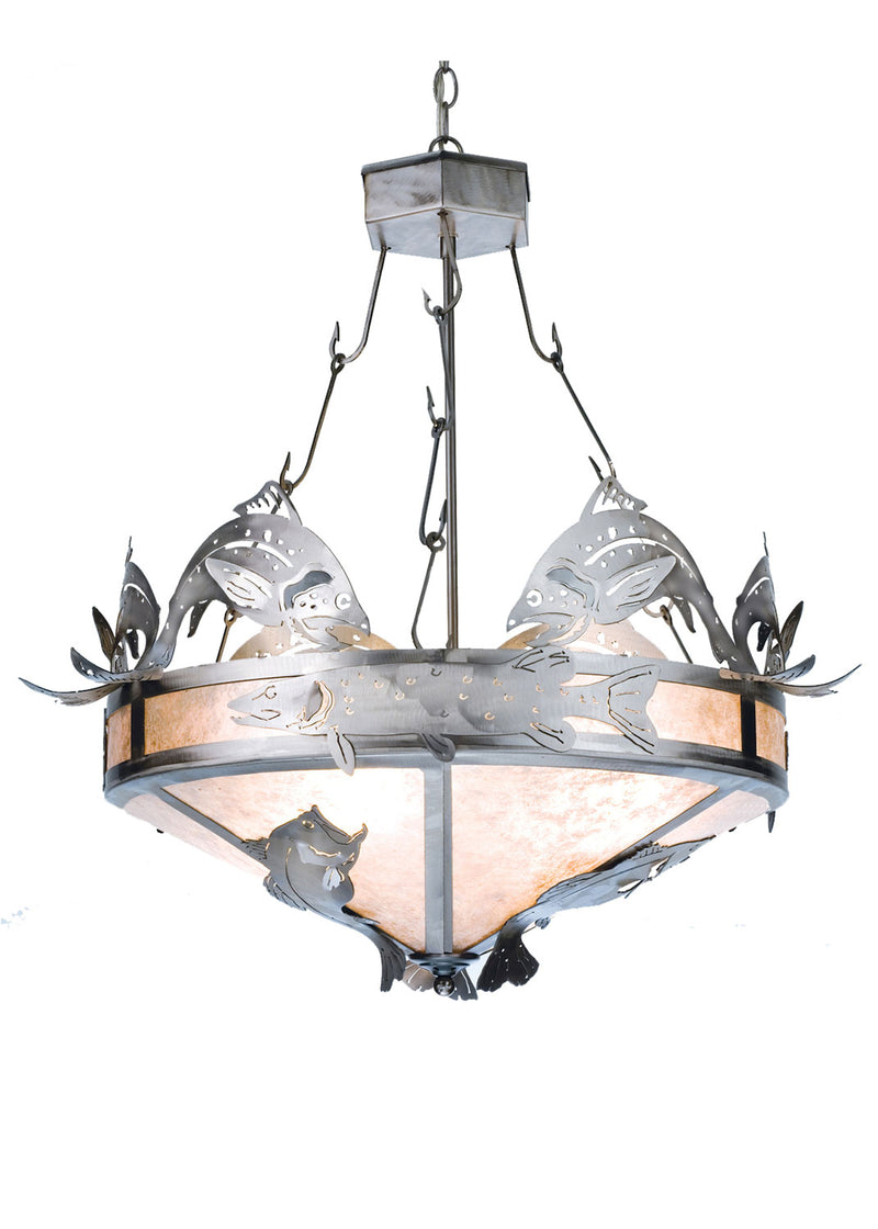 Meyda Tiffany 68070 Four Light Inverted Pendant, Industrial Steel