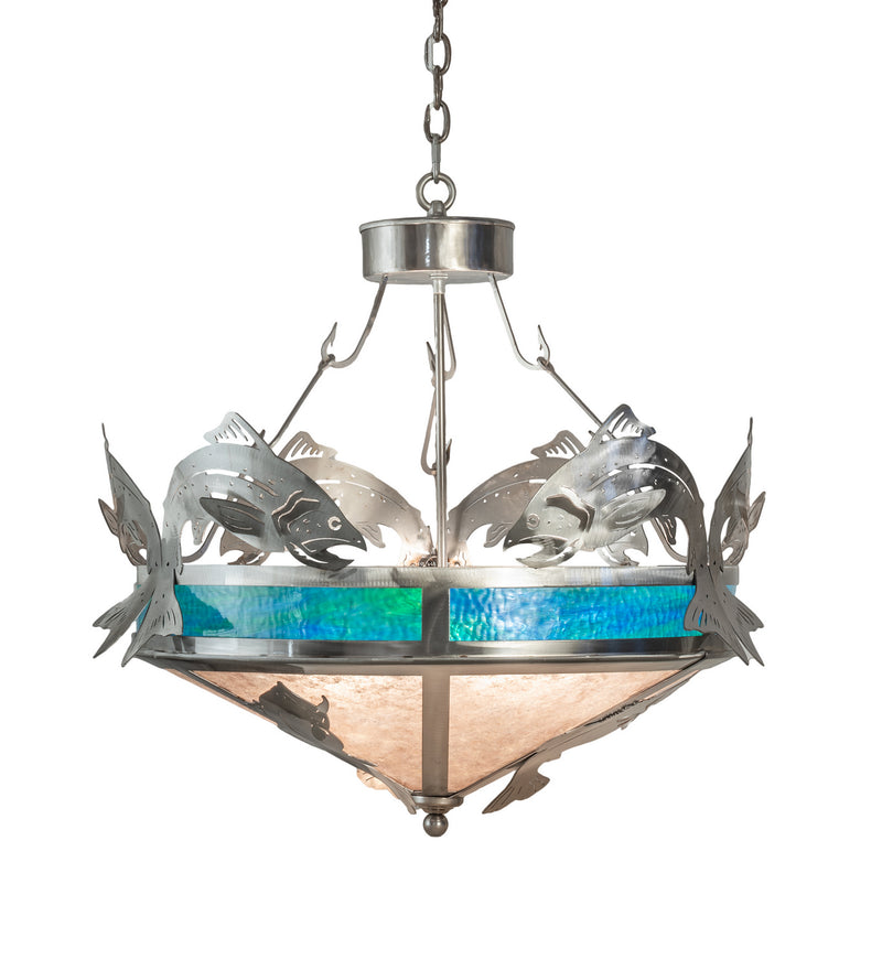 Meyda Tiffany 68165 Four Light Pendant, Industrial Steel Powder Coat