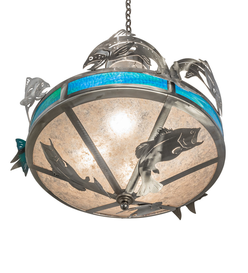 Meyda Tiffany 68165 Four Light Pendant, Industrial Steel Powder Coat