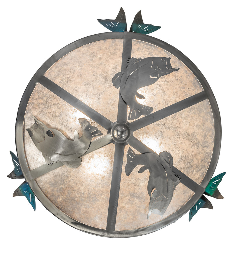 Meyda Tiffany 68165 Four Light Pendant, Industrial Steel Powder Coat