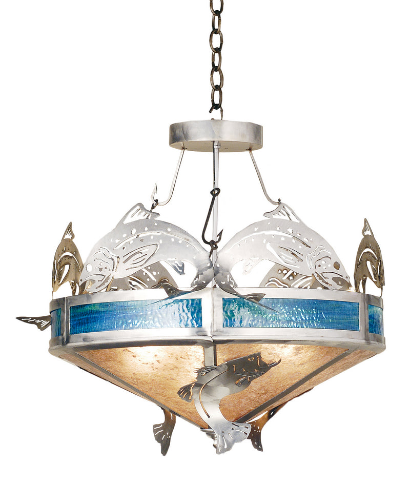 Meyda Tiffany 68165 Four Light Pendant, Industrial Steel Powder Coat