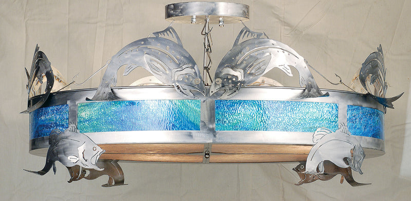 Meyda Tiffany 68166 Eight Light Semi Flush Mount, Steel