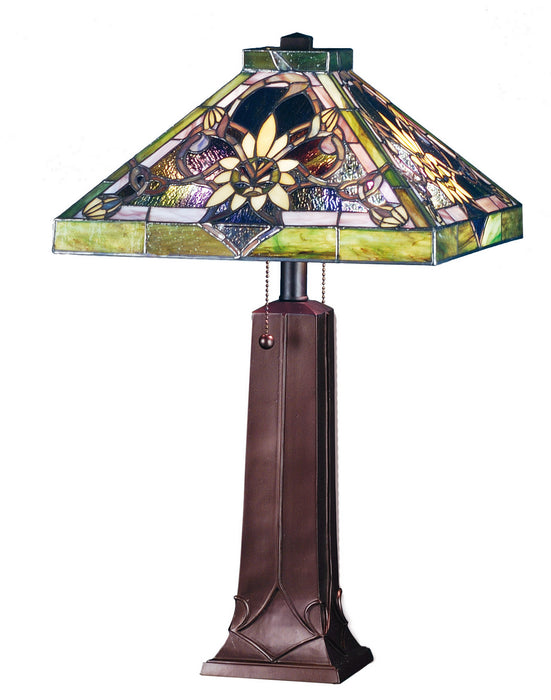 Meyda Tiffany 70969 Two Light Table Lamp, Pbagwr Beige Purple