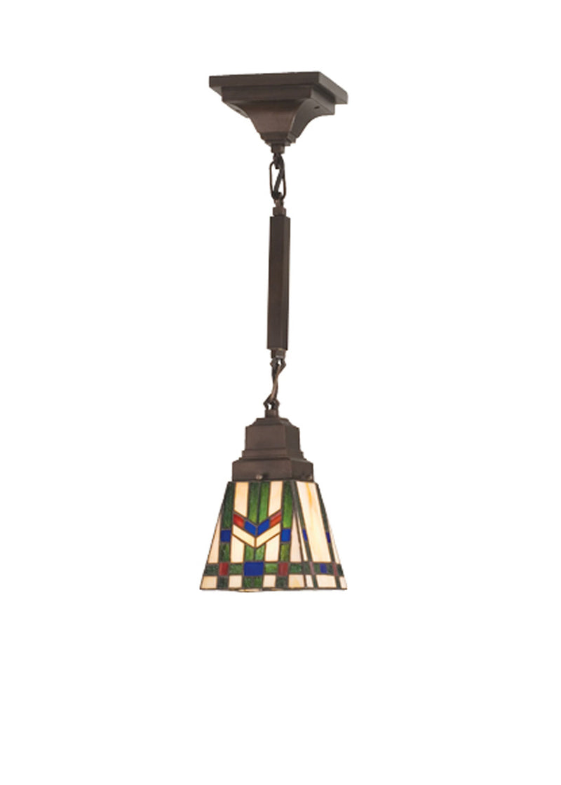Meyda Tiffany 71618 One Light Mini Pendant, Beige Burgundy Lt Blue Green