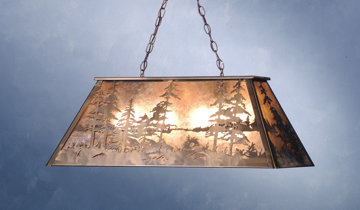Meyda Tiffany 72132 Six Light Oblong Pendant, Antique Copper