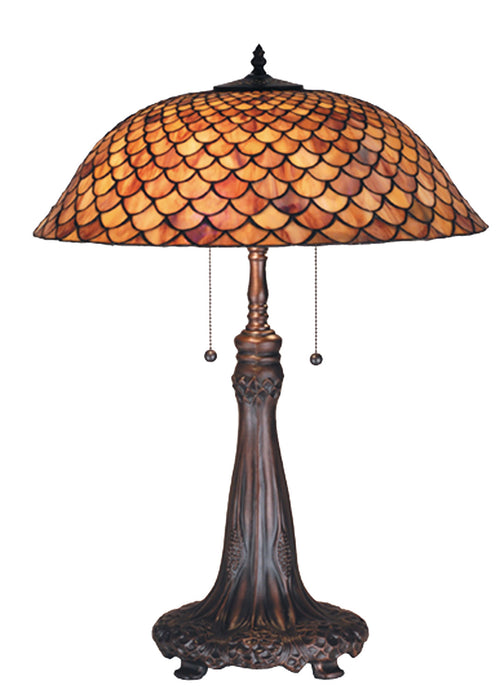 Meyda Tiffany 74040 Two Light Table Lamp, Antique